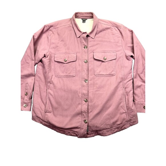 Eddie Bauer Women's Shacket Utility Jacket Pink TXL Sherpa Lined Barn Coat‎ - Picture 1 of 16
